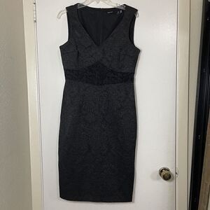 Karen Millen black floral sleeveless cocktail sheath dress size US 10